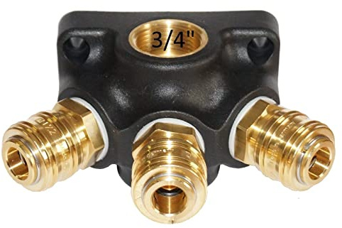 Druckluft-Verteiler Druckluftdose Wanddose Luftweiche 3 Kupplungen Eingang 3/4