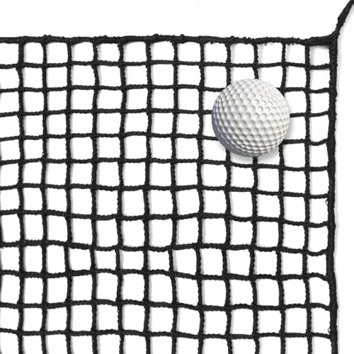 EMEKIAN Schwarzes Polyester Golf Übungszaunnetz, 400GSM Schwerlast Golfball-Absperrnetz, Tragbares Golfnetz für Drinnen und Draußen, Golf-Schlagnetz, Verstellbares Schutznetz für Den Hinterhof