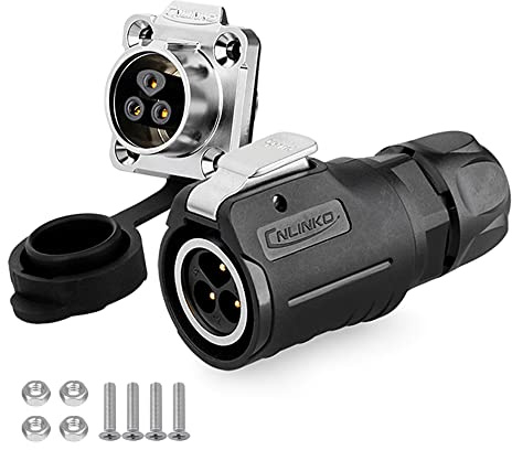 CNLINKO LP-16 Industrieller Wasserdichter Steckverbinder IP68 Rundsteckverbinder Schnellverschluss Luftfahrtstecker Anti-Interferenz-Shell Aviation-Anschluss M16 2-9 Polig Flanschdose (3 Polig)