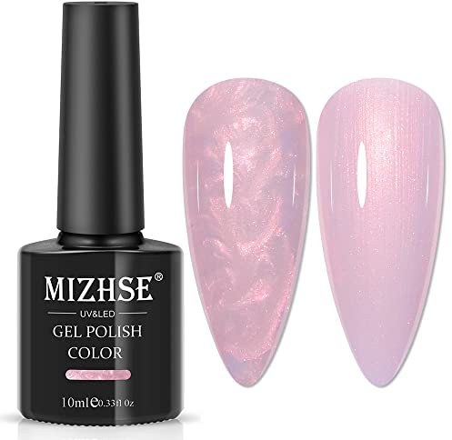 MIZHSE Rosa UV Nagellack Pearl Gel Nagellack für Nägel, Rosa, 10ml
