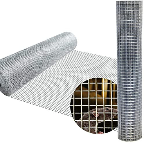 Rodent Mesh Roll 3ft x 98.4ft, Rat Proof Galvanised Steel Wire Mesh Roll - Drain Pipe Covers to Stop Rats and Mice Through, Aviary Poultry Netting, Chicken Welded Mesh Wire Fencing, 1x1 Holes Size