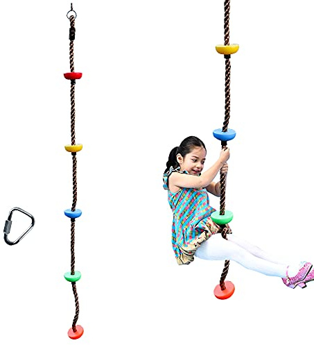 BUBBLEBAY 6.56ft Climbing Rope Swing with Treads Climbing Rope Plate Swing Hanging Swing Ninja Rope Accessories