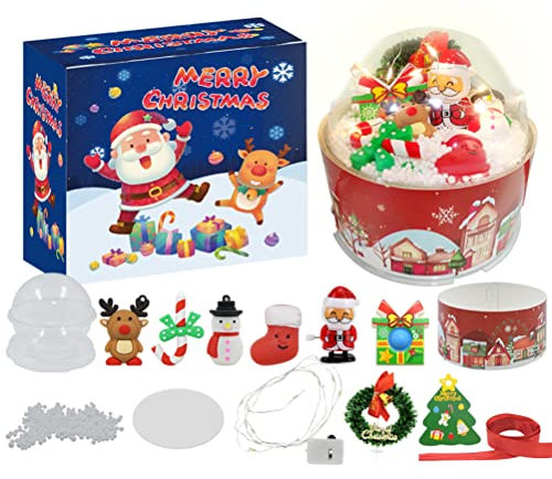 BeisDirect Weihnachts-Schneekugel-Set – 14 Stück Mini-Weihnachtsschmuck, Weihnachts-Miniaturfiguren, Ornamente, DIY-Schneekugel, Basteln, Kinder, Jungen, Mädchen