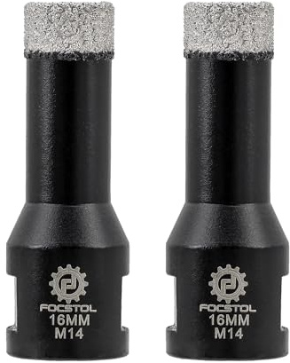 FOCSTOL Brocas Diamante - 2 piezas 16mm Corona Diamante para Porcelanico Baldosa Cerámica Mármol Granito Cuarzo para M14 Rosca Amoladora Angular
