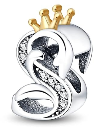 Charm Anhänger Damen Buchstabe A-Z für Armband 925 Sterling Silber Charms Beads passend für Pandora Armband und Halskette, Kompatibel mit Europäischen Armbänder für Frauen Mädchen KJC165