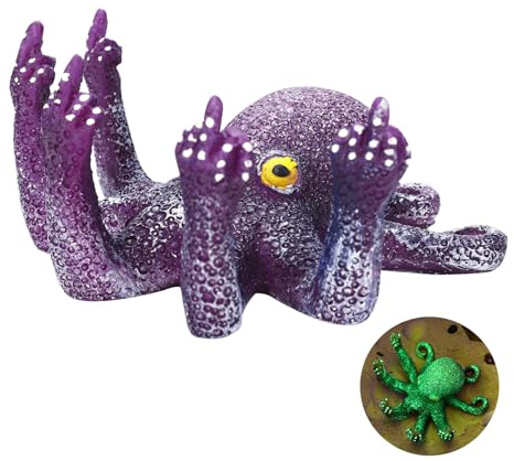 Figuren mit Mittelfinger, Mittelfinger Oktopus Statue, Leuchtweste mit Perlmutt Kunst Ornamente Geschenk for Garten Indoor Outdoor Home Dekoration