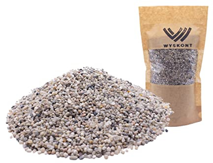 WYSKONT Aquarium Kies - Aquariumsand 1 kg - Aquarium Deko - Kieselsteine - Zierkies - Flusskies - Deko Sand - Kieselsteine Garten - Aquarium Bodengrund - Terrarium Sand - Aquariensand 2-3mm