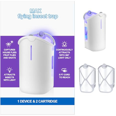 INRAGEO MAX Fliegende Insektenfalle, zieht fliegende Insekten, Fruchtfliegen, Mücken, kompatibel mit MAX Bug Catcher M364A Nachfüllpackung (1 Stück)
