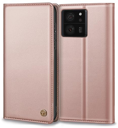 Handyhülle für Xiaomi 13T/13T Pro Hülle, Premium Lederhülle Schutzhülle Tasche für Xiaomi 13T Hülle Wallet Kartenfach Standfunktion Klappbar Flip Case für Xiaomi 13T Pro Hülle, Rosa