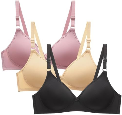 Keepink Bras for Women Multipack, 3PC Comfort Bras for Women UK Firm Support Small Breast Push Up Bras Non Wired Minimiser Bras Seeless Wireless Bralettes Everyday