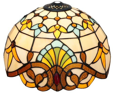 FUIBEJAE 12 Zoll Barock Lampenschirm Ersatz Nur, Tiffany-Stil Buntglas Lampenschirm Retro Pastorale Lampenabdeckung, für Tischlampe Pendelleuchte