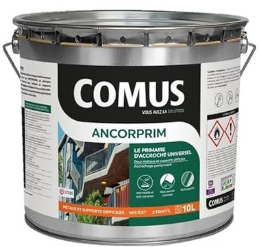 ANCORPRIM blanc 10L Primaire d'accrochage universel pour métaux ferreux et supports difficiles - COMUS