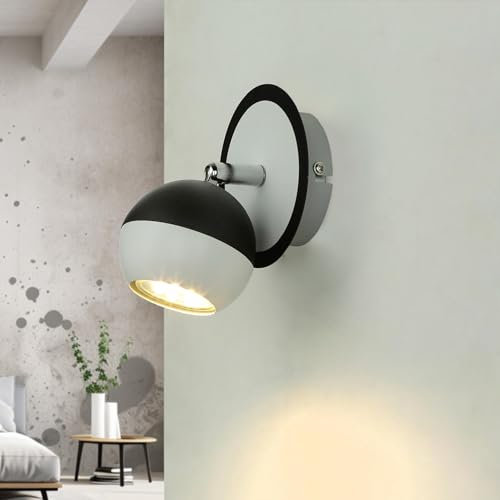 Licht-Erlebnisse Wandspot Edelstahl Schwarz Weiß Schlafzimmer Wohnzimmer T:11 cm GU10 bis 35 W flexibel zielgerichtet Kugel Wandlampe Küche NOAH