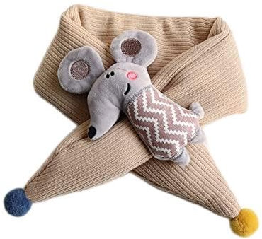 TQVLNMCR Schal Kinderschal Version Heißer Herbst Winter Warm Dicker Hals Set Junge Mädchen Baby Vielseitig Niedlich Babyschal(Mouse Scarf-white)