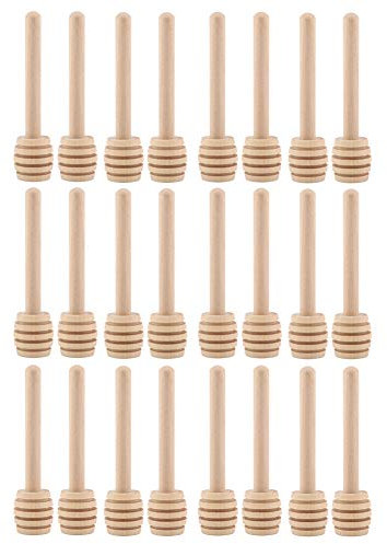Gigicial 24 Stück Holz-Honiglöffel, Olivenholz-Honigstäbchen, 7,6 cm handgefertigter Honiglöffel, Honig-Marmeladenglas-Spender