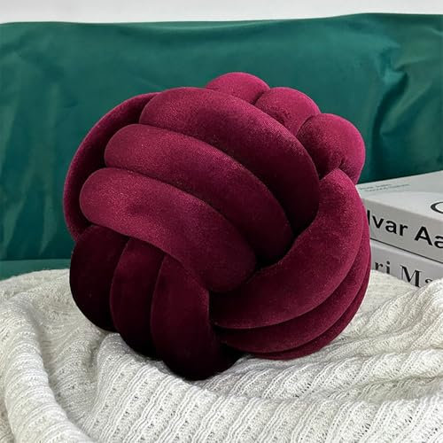 Ueiwffzo Knotenkissen Zierkissen, Aesthetic Room Decor Knoten Kissen Kuschelkissen, Weiche Flauschige Sofakissen Aesthetic Kissen Dekokissen für Sofa Bett Boden Deko (Rot,28 cm)
