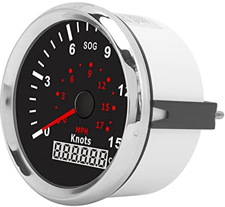 85 Mm Messgerät 0–17 MPH 15 Knoten IP67 Rote Hintergrundbeleuchtung LCD-Display für 12/24 V Autos Boote Yachten Wohnmobile Geschwindigkeitsmesser Kilometerzähler Eage Meter