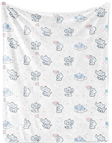IQOPPEDR Elefantendecken für Babys, Mädchen, niedliche rosa Elefanten-Kinderdecke, Fleece-Babydecke für Neugeborene, für Kinderwagen, Krippe, Empfangsdecke, Baby-Kinderzimmer-Dekoration, 75 x 100 cm