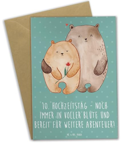 Mr. & Mrs. Panda babykarte 10. Hochzeitstag Rosenhochzeit - Geschenk, Hochzeitsjubiläum, hochzeitskarten, Heirat, Grußkarte, weihnachtskarten, Heiraten, Grußkarten, osterkarte, Geschenke, Ehepaar