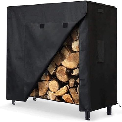 Daaxing Firewood Cover,210D Oxford Cloth 8ft & 4ft Waterproof Firewood Cover,Outdoor Firewood Log Storage Rack Cover (S)