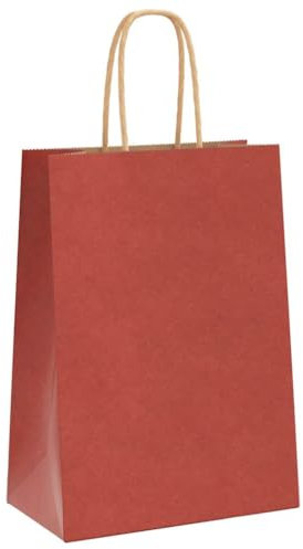vidaXL Papiertragetaschen 250 Stk., Papiertüten mit Henkeln, Kraftpapiertüten, Geschenktüten für Einkaufen Hochzeiten Verpackungen Partys Geburtstag Weihnachten, Rot 15x8x21cm