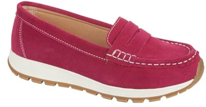 Women's Genuine Suede Loafer Cushioned Chunky Sole Slip-On Shoes