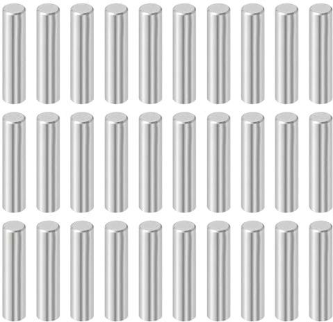 sourcing map 30Pcs 6mm x 25mm Dowel Pins, 304 Stainless Steel Cylindrical Shelves Support Pegs Locating Pin Shelf Fasten Elements for Bookshelf Cabinet Furniture Component (GB119), Silver
