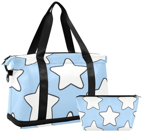 Minimalistische Reisetasche mit Nasstasche, verstellbarer Riemen, Sport-Seesack für Fitnessstudio, große Kapazität, für Männer und Frauen, Blau