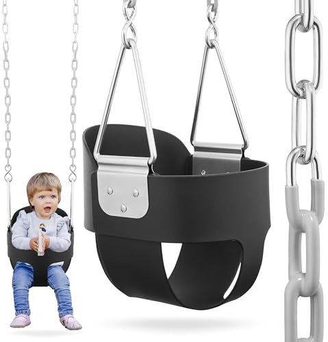 HyperMotion Columpio Infantil con Respaldo Alto - Asiento de Cubo EVA para Bebé - Columpio Jardín Exterior Resistente con Cadenas 150cm y Mosquetones 22kg - Seguro y Duradero