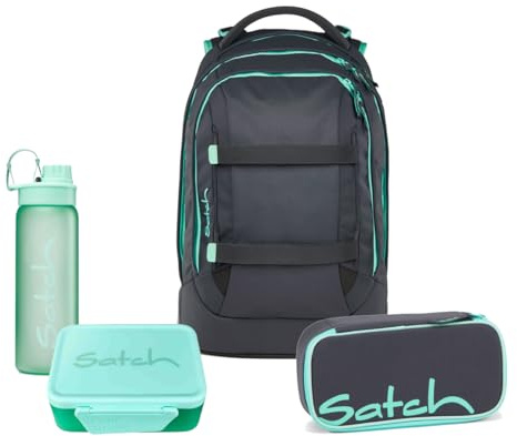 Satch Pack Schulrucksack Set 4tlg. inkl. Lunchset (Mint Phantom)
