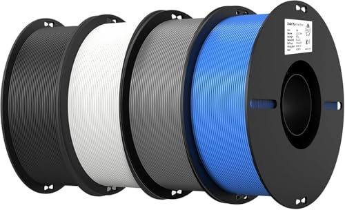 Creality Ender PLA 1,75 mm Pack de 4 Filaments pour Imprimante 3D, Anti-nœuds, Forte Adhérence et Excellente Tenue des Surplombs, Précision +/- 0,02 mm (Noir, Blanc, Gris, Bleu)