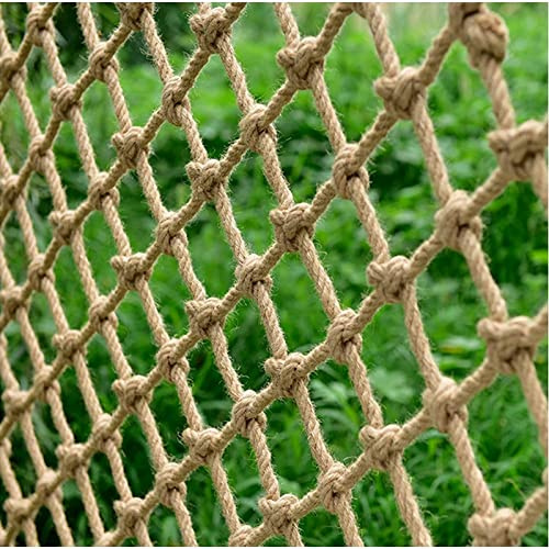 Rete in corda di canapa spessa, 3 x 4 m, resistente alle intemperie, rete di sicurezza per bambini, spessore 3 mm, maglia 15 cm, per bambini, animali domestici, balcone, scale, recinzione da giardino