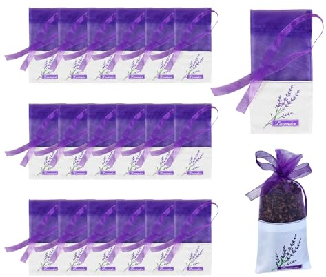 20 Pcs Muslin Empty Sachet Bags Purple Drawstring Gauze Ramie Sacks for Dried Lavender Flower Tea Spice Herbs Jewelry