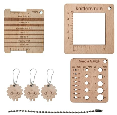 Wood Knitting Ruler Set For Accurate Measurements Wood Knitting Needle Gauge Yarn Gauge Accessories Yarn Measuring Tool