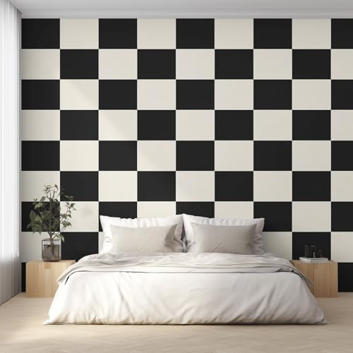 Generisch Tapete Schwarz Weiß Kariert Vliestapete Schachbrett Geometrisch 150X105cm Fototapete Wohnzimmer Motivtapete Schlafzimmer Tapeten Deko, Mustertapete, Wandtapete D22