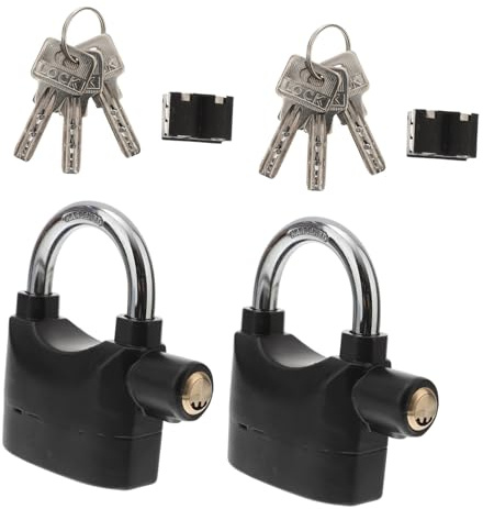 Cabilock 2 piezas Candado Alarma Antirrobo para Bicicletas y Motocicletas U Tipo Resistente con Llaves Material Duradero para Puertas Contenedores y Ventanas Pack de Unidades Negras