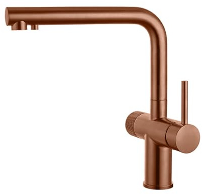 Grifo Cocina 3 Vias Osmosis Acero Inoxidable Giratorio Fría y Caliente Grifo Fregadero Cocina-Oro Rosa