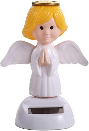 ZGLUZP Jouet à tête gonflable à énergie solaire jaune – Jolie figurine d'ange à énergie solaire qui secoue la tête dansante – Ornements de bureau, statues, Bobbleheads