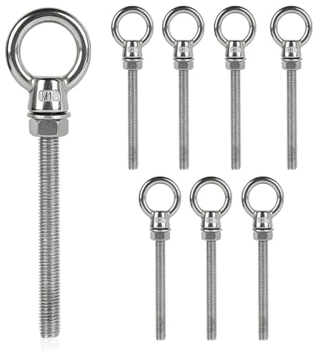 Lot De 8 Boulons à Oeil M10 X 100mm: Piton à Visser Long, En Acier Inoxydable 304, Avec écrous Et Rondelles, Longue Poignée, Vis à Anneau De Levage Pour Fixation Et Suspension