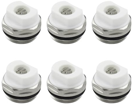 of 6 Steel Radiator Bleed Valves 1 / 2inch Vent Easy Install Air Vent Bleed Heating Systems Accessories