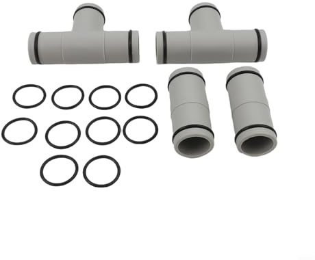 Hosrivae Lot de 4 raccords de tuyau de piscine en T et droits avec joints toriques de 3,2 cm, raccords de pompe filtrants en polypropylène étanches pour piscines hors sol