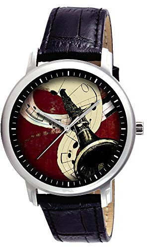 Belle Montre de collection, art de la clarinette, couleurs vintage, en laiton, 40 mm