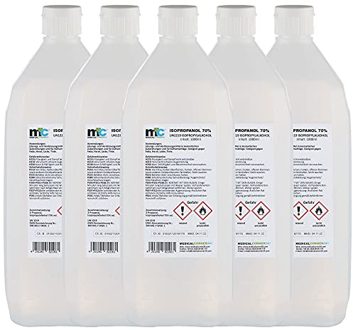 Medicalcorner24 Isopropanol 70% Isopropylalkohol 2-Propanol, 5 x 1 Liter Sprühflasche, 5 x 1000 ml