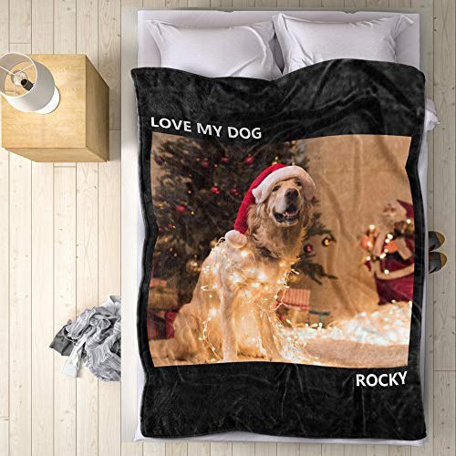 VEELU Fotodecke mit Eigenem Foto Name Super Weich - Decke Selbst Gestalten Bedrucken Lassen Kuscheldecke Personalisierte Geschenk für Freunde Familie Geburtstag Weihnachten 152 x 203cm