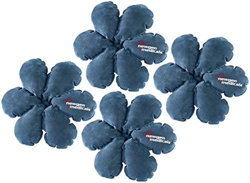 Newgen Medicals Kissen für Reise: 4 aufblasbare Reisekissen in Blumenform mit integriertem Saugnapf (Aufblasbare Kissen Outdoor, Reisekissen Auto, Zelt)