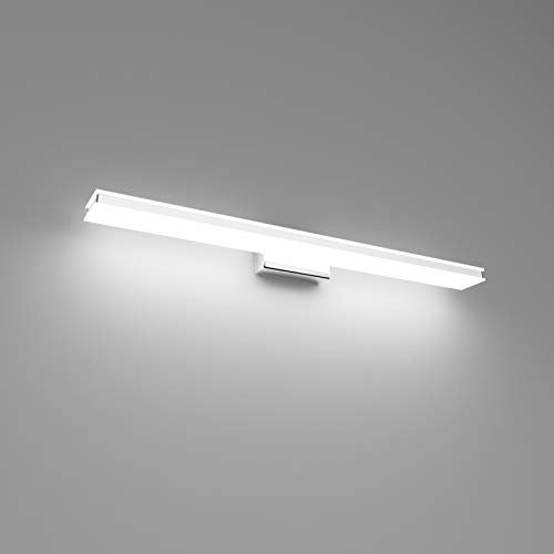 Klighten Lampe LED Miroir Salle de Bain 60cm, 20W 2000 LM Applique Miroir Salle de Bains Moderne, Luminaire Salle de Bain miroir, 6000K Blanc Froid, 110-240V, Chrome