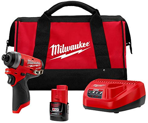 Milwaukee 2553-21 M12 FUEL 1/4 in. Hex Impact Driver Kit with One 2.0 Ah Battery, Charger and Bag