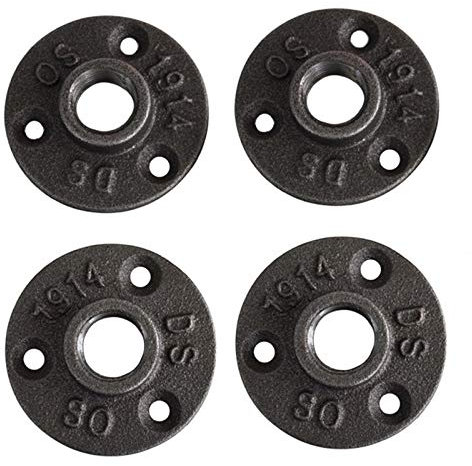 Fleymu 4 Stück 1/2 Zoll Rohrflansch, Industrial, Vintage, Halterung, Wandregal, Retro, Flansch, Fußboden, Gewinde, Schwarz, formbar, Gusseisen, Flansche für Möbel, Basteln, Industrie-Regale, Dekor