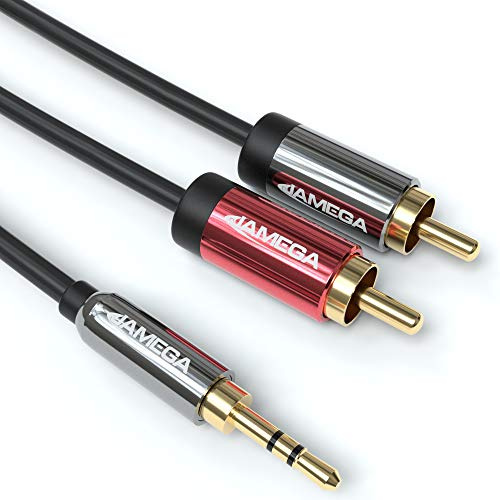 JAMEGA - 1m Cinch Auf Klinke Kabel | 3.5mm Klinken Stecker Zu 2 Cinch RCA Stecker Audio Kabel Mit Doppelter Schirmung | Hifi Aux Für Smartphone, Tablets, Stereoanlage, Verstärker, Lautsprecher Uvm