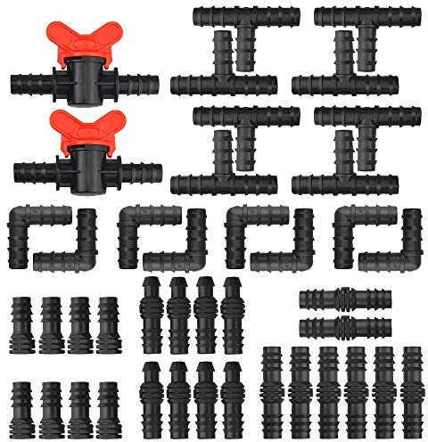 WMYCONGCONG 152 PCS Drip Irrigation Fittings Kit Irrigation Barbed Connectors for 13mm(1/2) Tubing Irrigation Water Hose Connector Including Switch Valves Couplings Tees Elbows End Cap Plugs